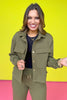 SSYS Tyler Cropped Diamond Quilted Olive Shacket *FINAL SALE*