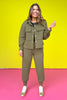 SSYS Tyler Cropped Diamond Quilted Olive Shacket *FINAL SALE*