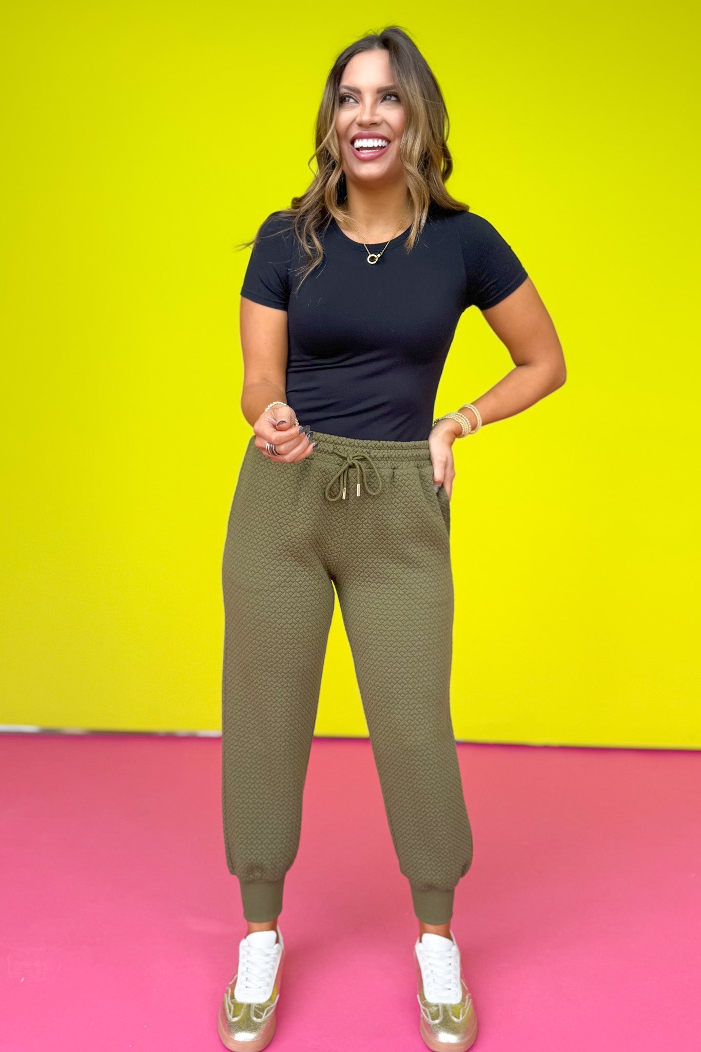 SSYS Tyler Diamond Quilted Olive Joggers *FINAL SALE*