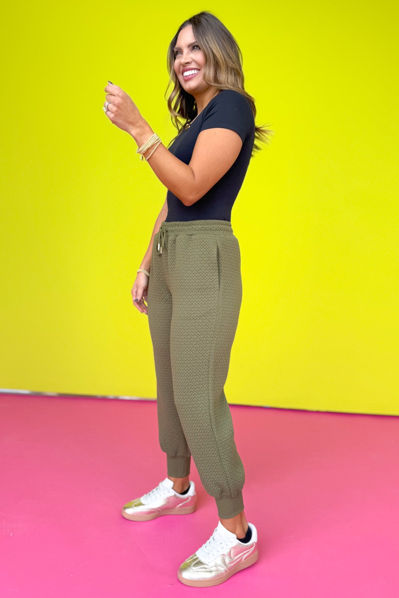 SSYS Tyler Diamond Quilted Olive Joggers *FINAL SALE*