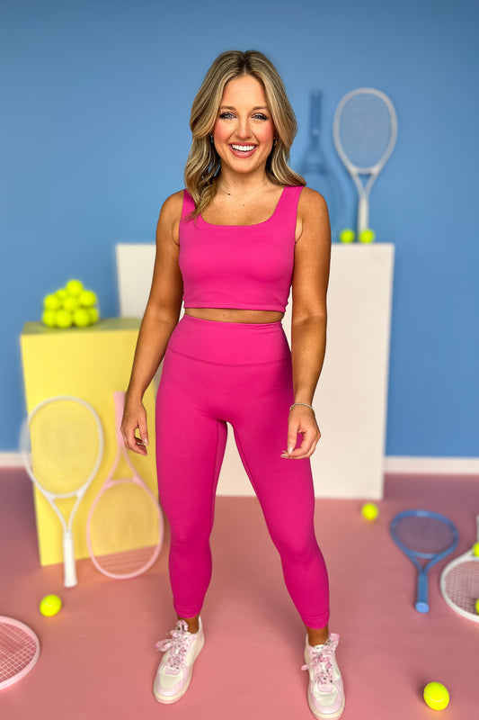 SSYS Ankle Bow Hem High Waist Hot Pink Leggings *FINAL SALE*