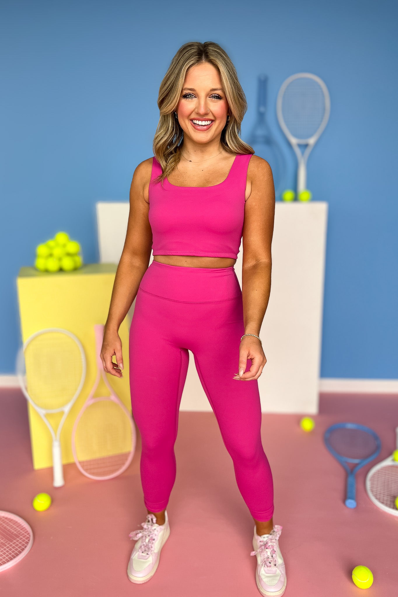 SSYS Ankle Bow Hem High Waist Hot Pink Leggings *FINAL SALE*