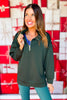 SSYS Ruffle Collar Ainsley Air Pullover In Spruce Green