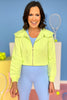 SSYS Lucy Lightweight Full Zip Scallop Collar In Lime