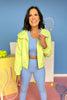 SSYS Lucy Lightweight Full Zip Scallop Collar In Lime