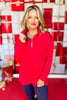 SSYS Ruffle Collar Ainsley Air Pullover In Red