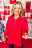 SSYS Ruffle Collar Ainsley Air Pullover In Red