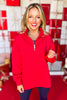 SSYS Ruffle Collar Ainsley Air Pullover In Red