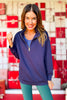SSYS Ruffle Collar Ainsley Air Pullover In Navy