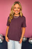Plum Classic Crew Neck Front Pocket Top *FINAL SALE*, must have top, basic top, elevated basics, must have basic, elevated top, mom style, mom fashion, shop style your senses by mallory fitzsimmons, ssys by Mallory Fitzsimmons