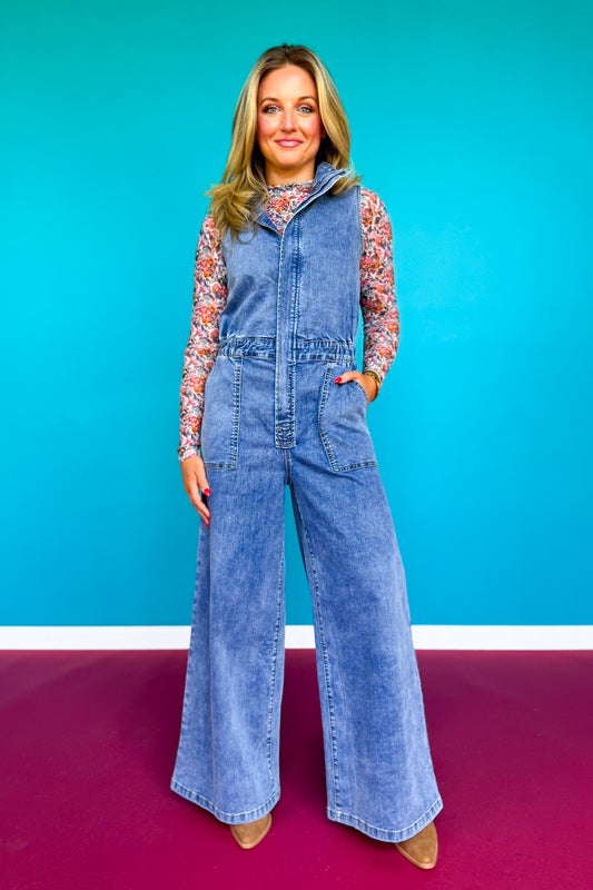 SSYS Zuri Denim Cap Sleeve Jumpsuit