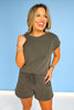 Black Short Dolman Sleeve Elastic Waist Short Set *FINAL SALE*