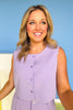 SSYS Jules Button Down Vest In Lavender, ssys by mallory fitzsimmons