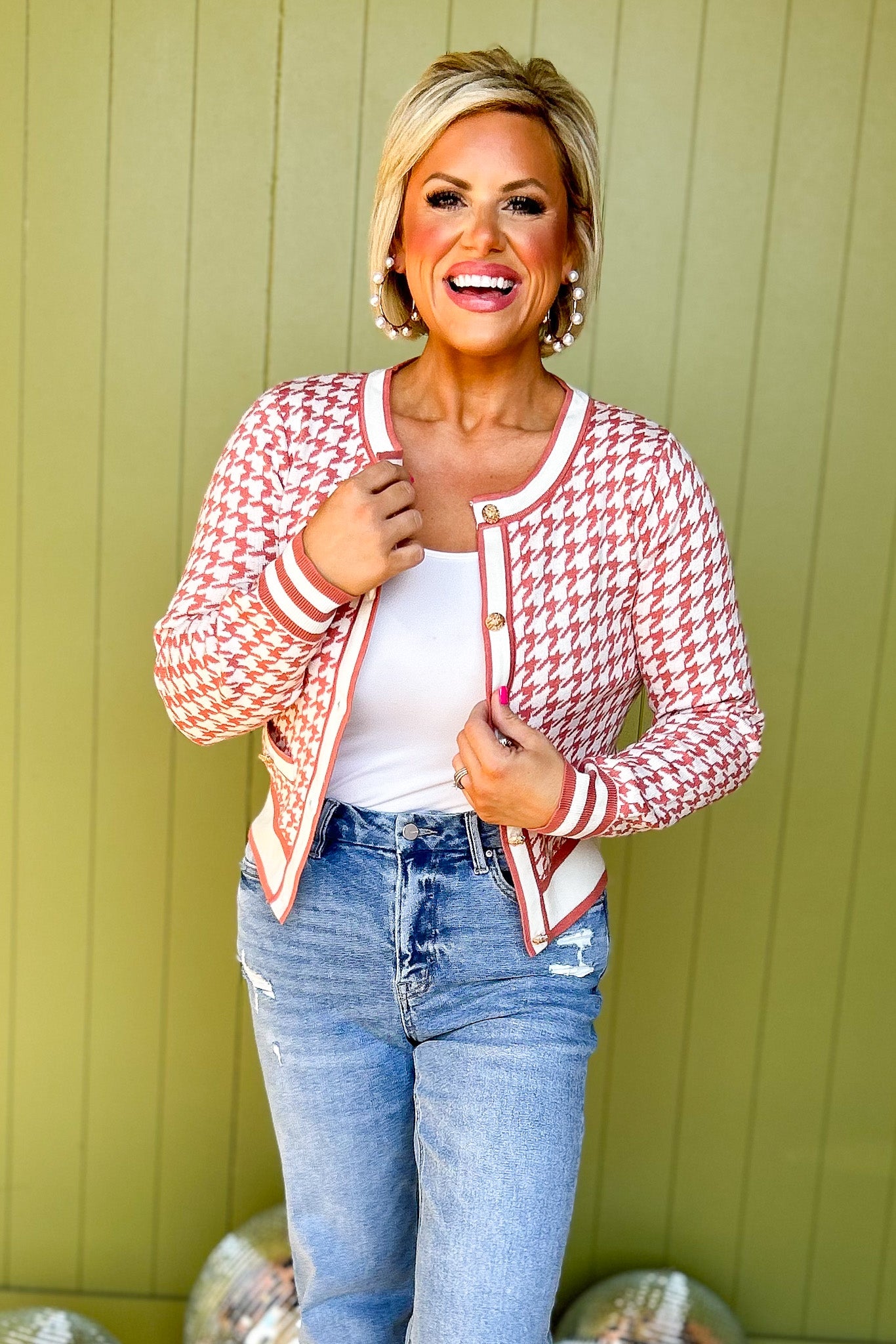 Mauve Houndstooth Knit Sweater Cardigan, must have cardigan, must have sweater, must have style, fall style, fall fashion, elevated style, elevated sweater, mom style, shop style your senses by mallory fitzsimmons, ssys by mallory fitzsimmons