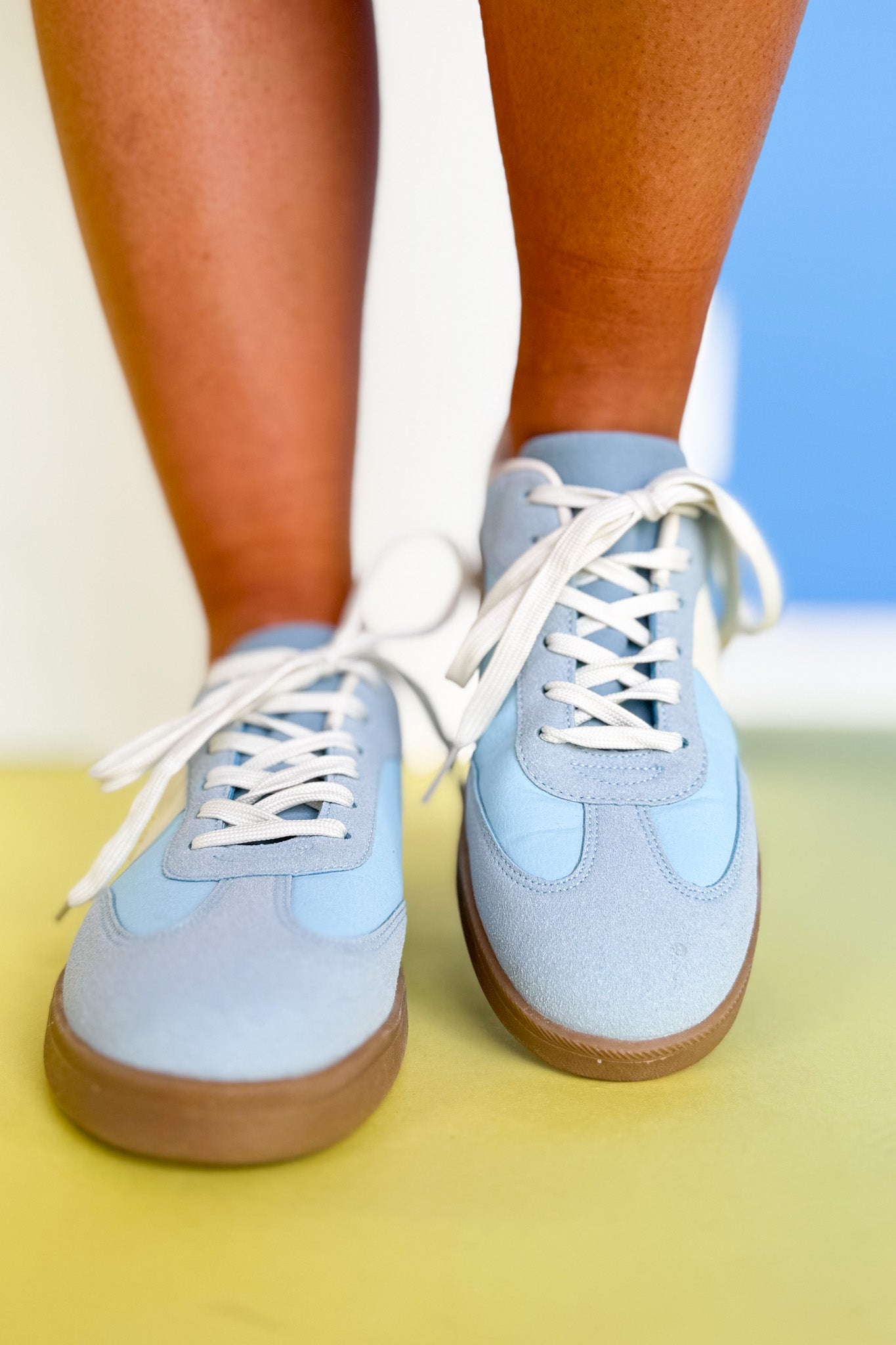 Blue Two Tone Stripe Sneakers