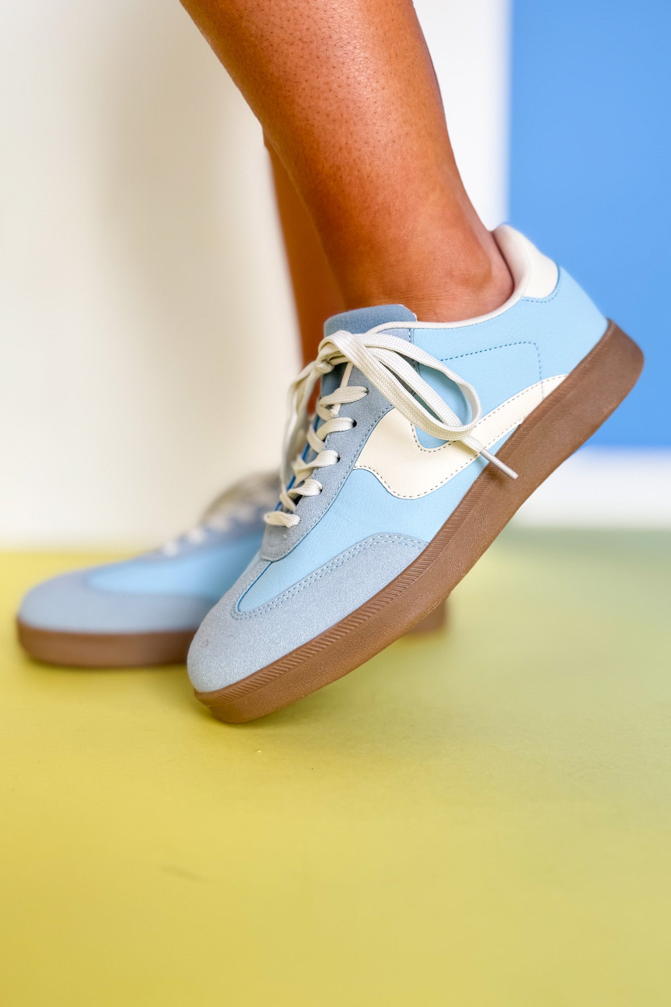 Blue Two Tone Stripe Sneakers