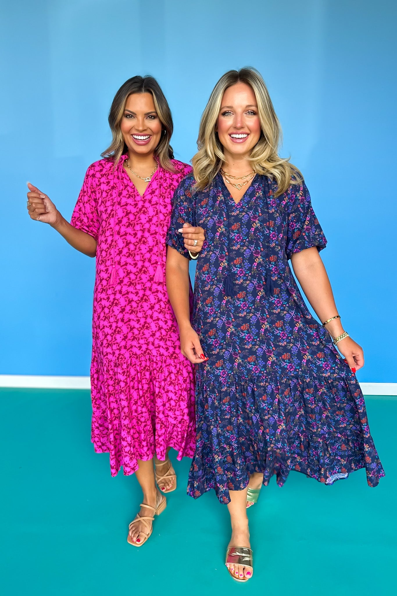 SSYS Rowan Short Sleeve Maxi Dress In Navy Floral