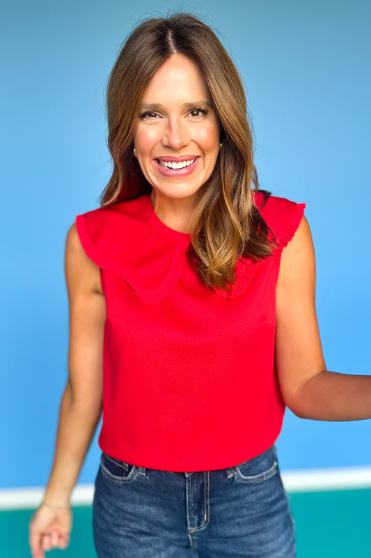 SSYS Sleeveless Solid Pippa Top In Red