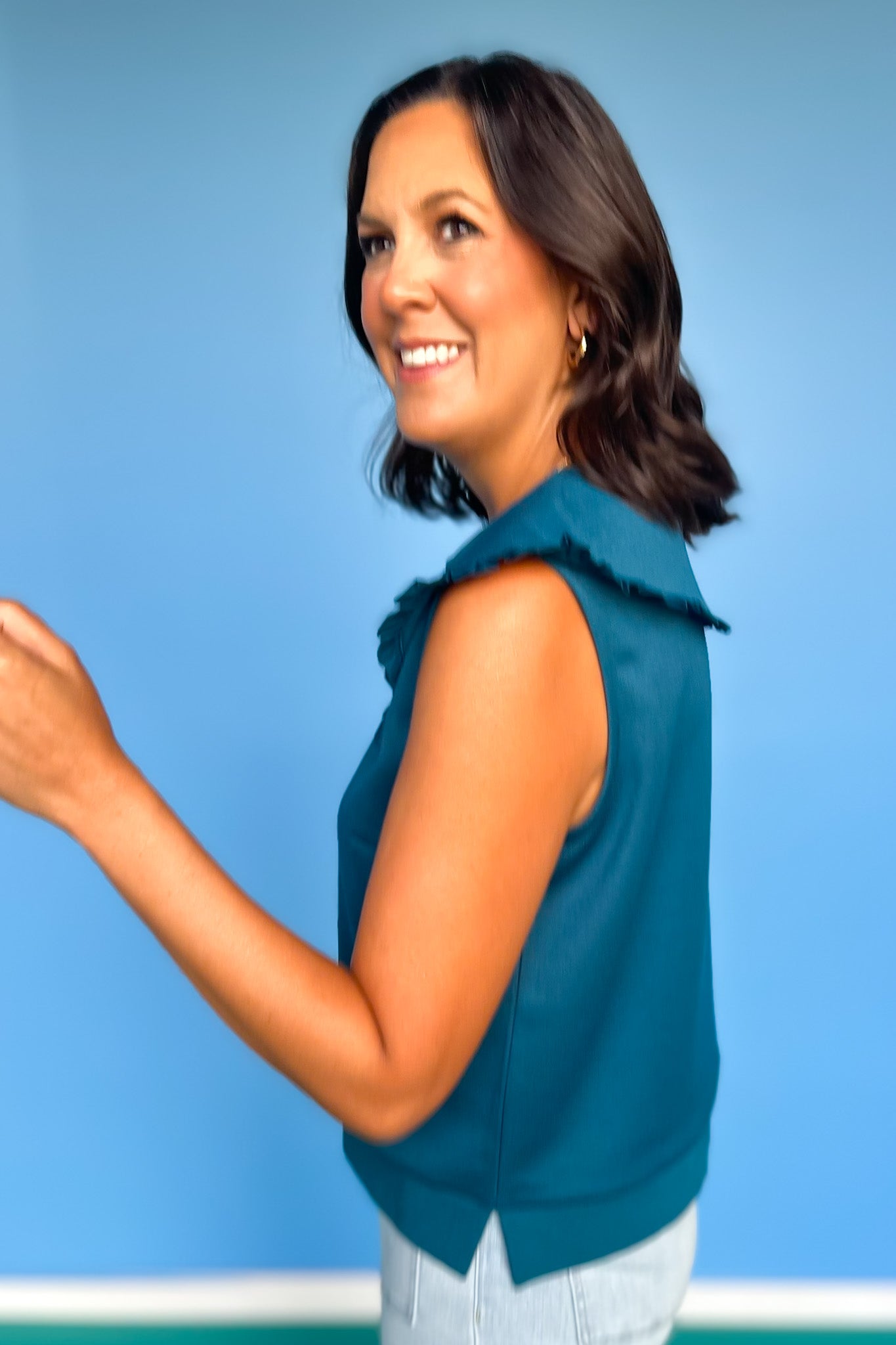SSYS Sleeveless Solid Pippa Top In Teal