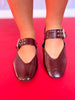 Shu Shop Burgundy Leather Buckle Flats