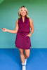 SSYS Peyton Sleeveless Scuba Frill Neck Top In Mulberry