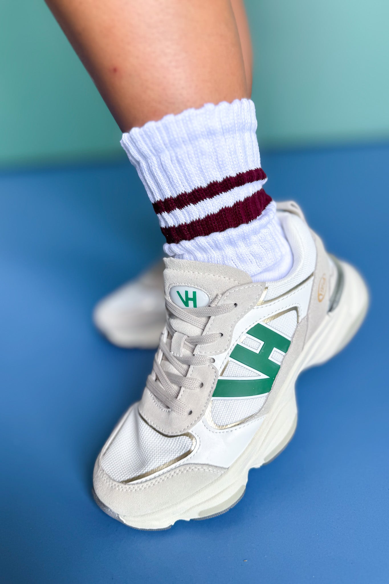 SSYS White Mulberry Stripe Chunky Knit Socks