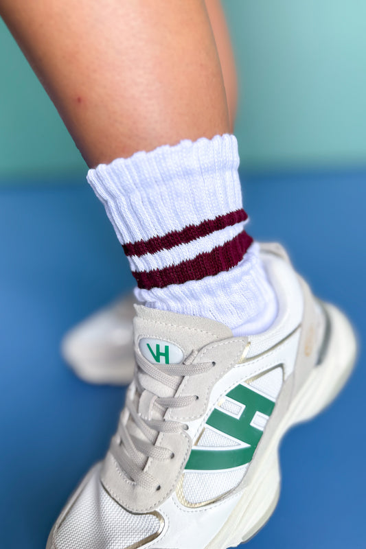 SSYS White Mulberry Stripe Chunky Knit Socks