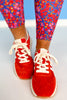 Red Double Stripe Heel Accent Sneakers