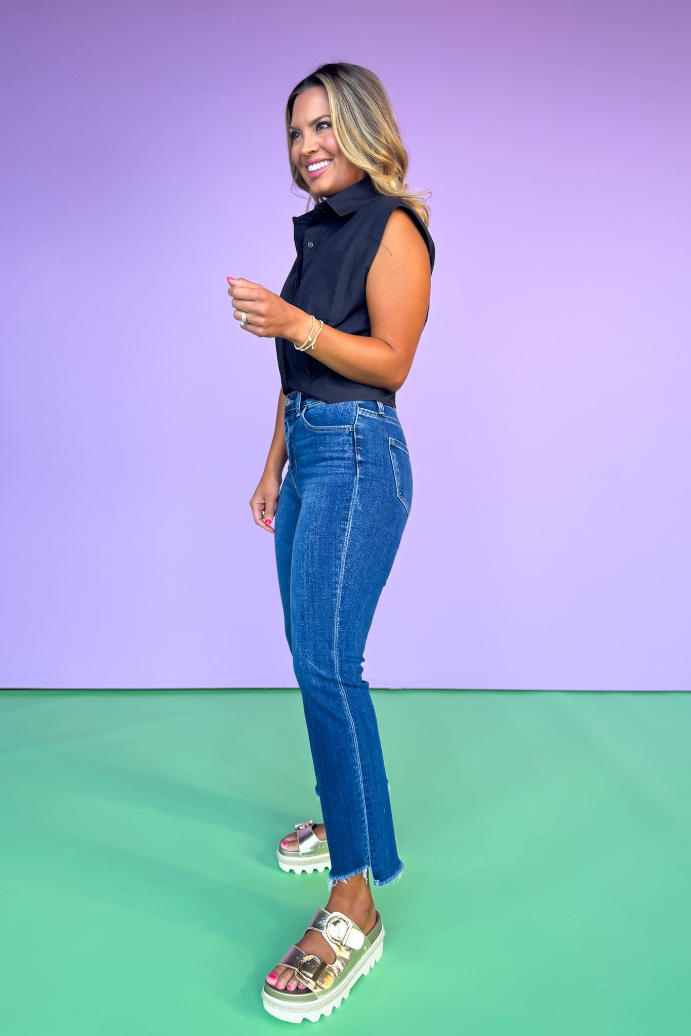 Vervet High Rise Raw Step Hem Kick Flare Jeans