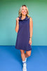SSYS Berkley Scuba Collared Sleeveless Inset Dress In Navy