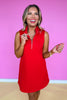 SSYS Zoey Ruffle Collar Zip Air Dress In Red, ssys by mallory fitzsimmons