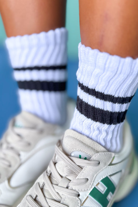 SSYS White Hunter Stripe Chunky Knit Socks