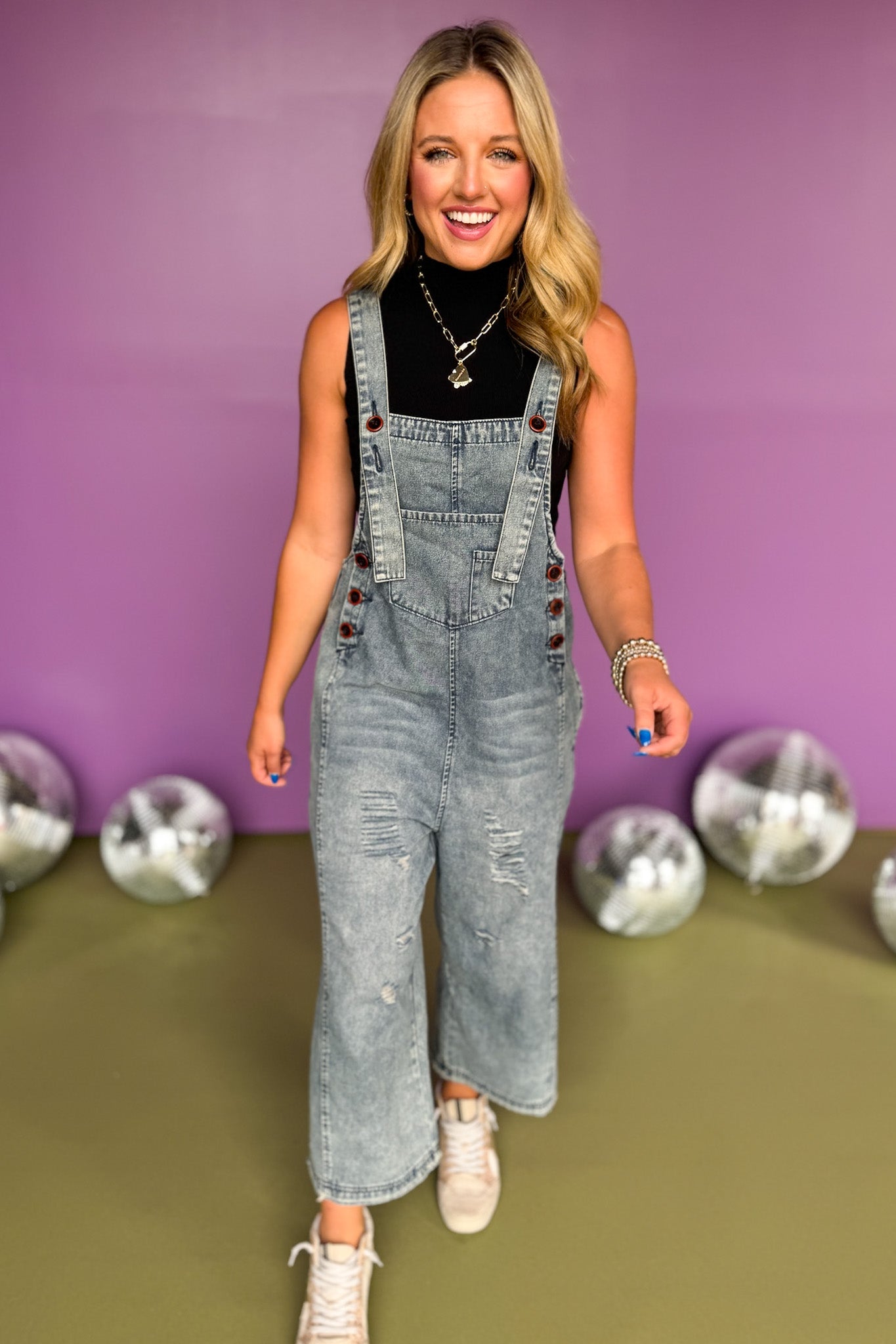 Denim Distressed Button Detail Wide Leg Jumpsuit, jumpsuit, denim overalls, must have style, must have overalls, fall style, fall fashion, elevated fashion, mom style, trendy style, ssys by mallory fitzsimmons