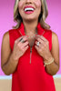 SSYS Zoey Ruffle Collar Zip Air Dress In Red, ssys by mallory fitzsimmons