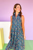 SSYS Sleeveless Emery Midi Dress In Teal Folk Floral, ssys by mallory fitzsimmons
