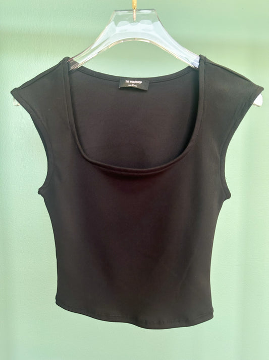 Black Knit Scoop Neck Sleeveless Top *FINAL SALE*