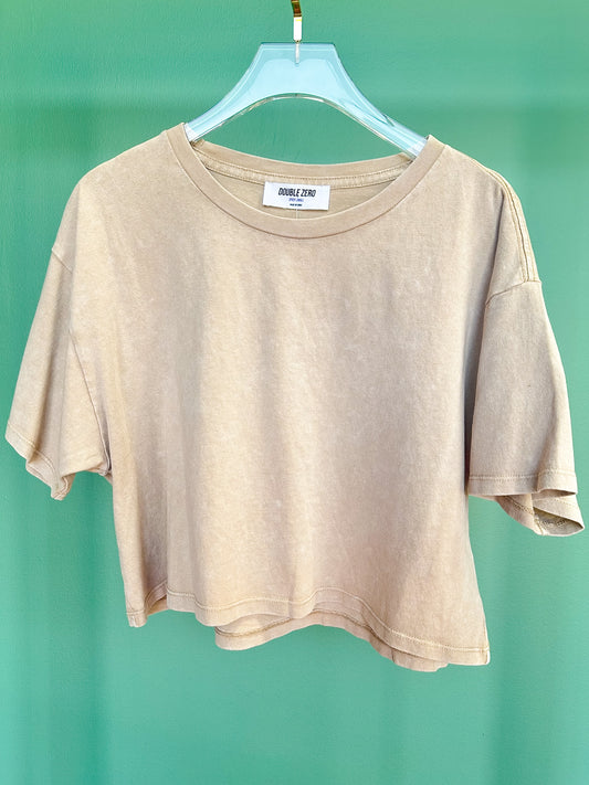 Taupe Crew Neck Short Sleeve Top *FINAL SALE*