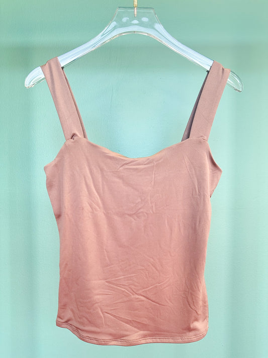 Taupe Square Neck Wide Strap Sleeveless Top *FINAL SALE*