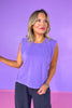 Lavender Rolled Up Detail Crew Neck Sleeveless Top, causal wear, lounge wear, comfortable, ssys by mallory fitzsimmons