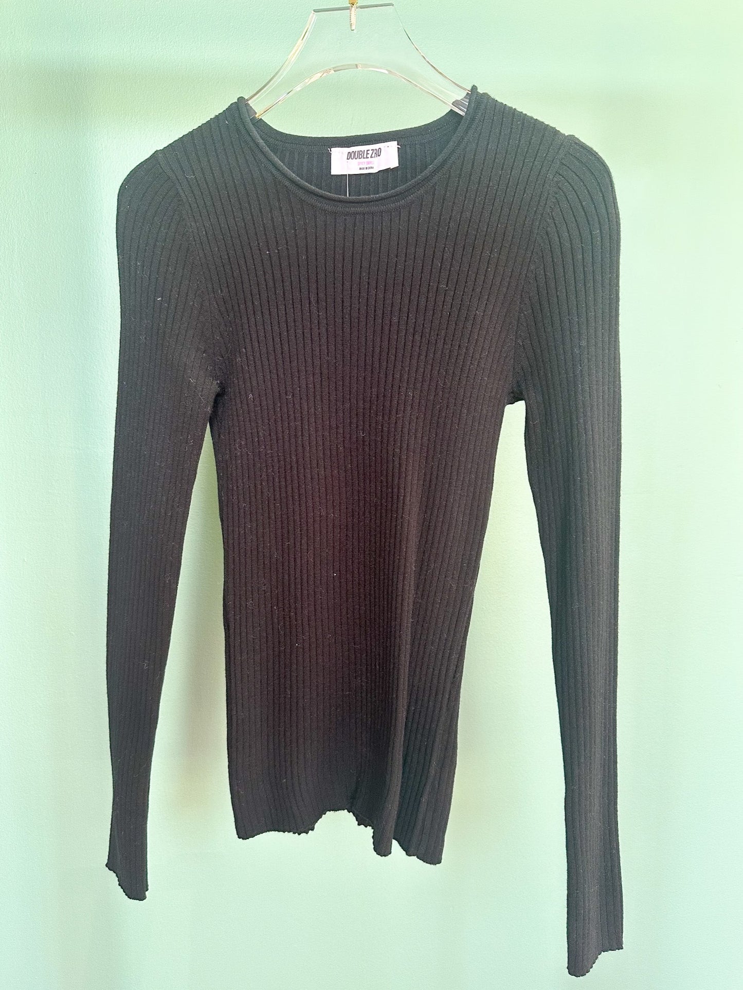 Black Ribbed Long Sleeve Knit Top *FINAL SALE*