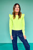 SSYS Sylvia Ruffle Shoulder Sweater In Lime