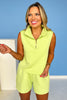 SSYS Quarter Zip Scuba Sleeveless Top In Lime, must have fabric, scuba drop, ssys by mallry fitzsimmons