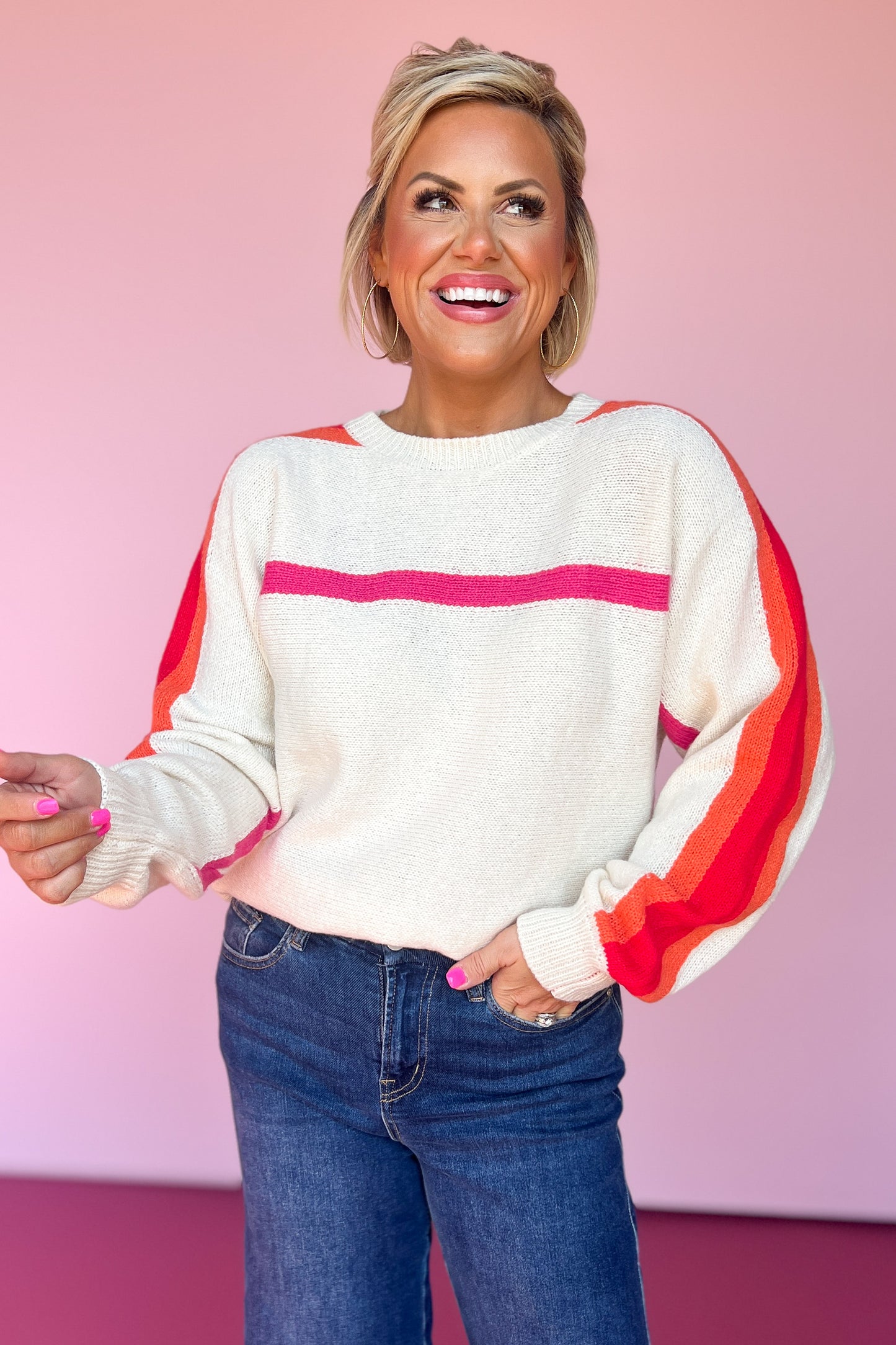 Ivory Colorblock Stripe Sweater *FINAL SALE*