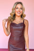 Burgundy Asymmetrical Ruffle Hem Faux Leather Dress *FINAL SALE*