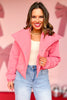 Pink Quilted Puff Jacket, easy layer, bubblegum pink, cropped jacket, easy to wear, pop of color, athleisure, everyday wear, must have, boutique style, ssys by mallory fitzsimmons