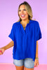 Royal Blue Short Dolman Sleeve Top, v-neck, collared, spring top, summer top, work top, church top, versatile, ssys by mallory fitzsimmons