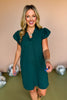 Green Textured Ruffle V Neck Short Bubble Sleeve Dress, must have dress, must have style, carpool style, fall fashion, elevated style, elevated style, mom style, shop style your senses by mallory fitzsimmons, ssys by mallory fitzsimmons