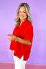 Red Short Dolman Sleeve Top, v-neck, collared, spring top, summer top, work top, church top, versatile, ssys by mallory fitzsimmons