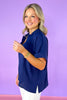 Navy Short Dolman Sleeve Top, v-neck, collared, spring top, summer top, work top, church top, versatile, ssys by mallory fitzsimmons