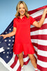 SSYS Margaret Drop Waist Collared Scuba Dress In Red